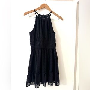Black Swiss Dot Halter Dress – Size M | Mini